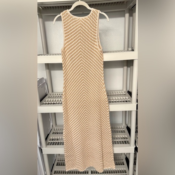 NWT House of Harlow 1960 Crochet Tan Cream Chevron Maxi Dress Size L - Picture 3 of 9